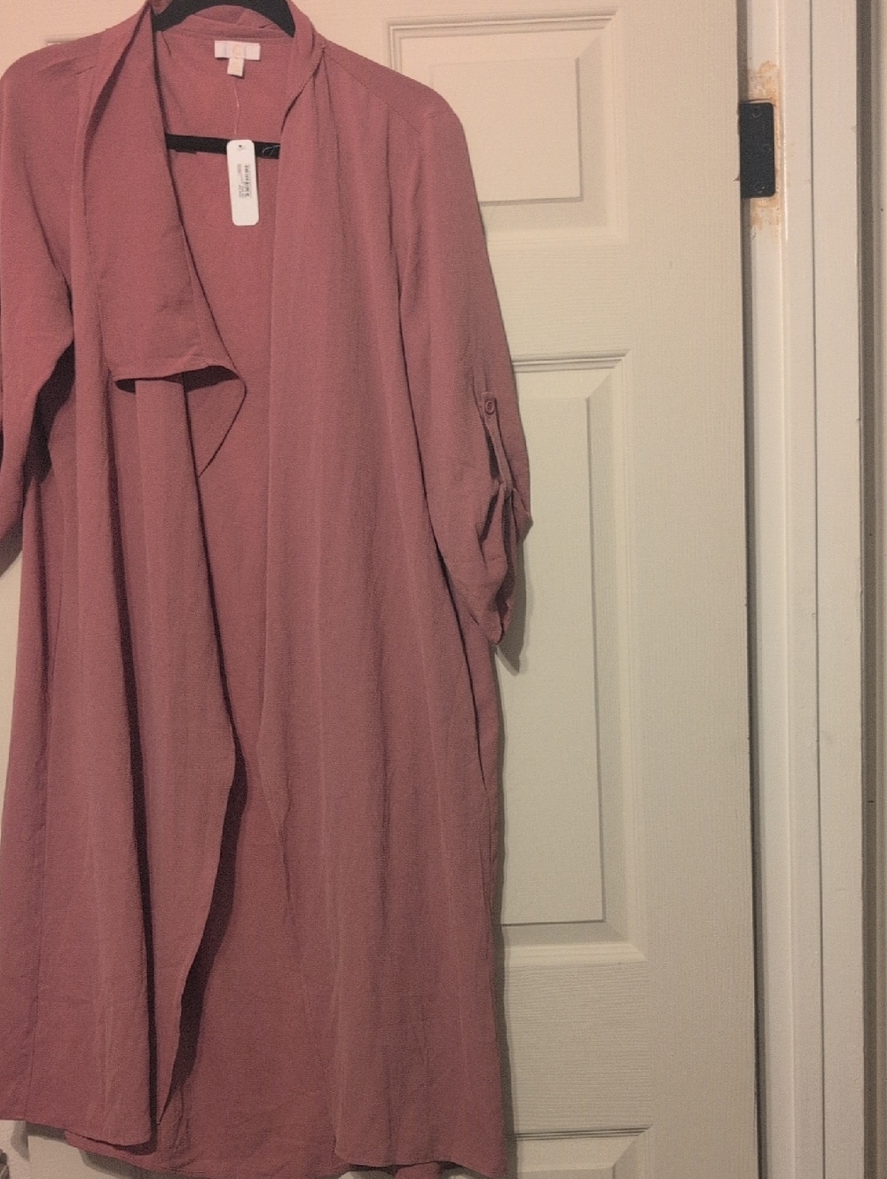 Charming Charlie Dusty Rose Open Front Duster Jacket